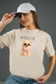Жіноча футболка з принтом | Dogue (00142) Тауп