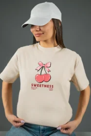 Жіноча футболка з принтом | Sweetness (00152) Тауп