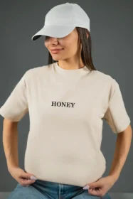 Жіноча футболка з принтом | HONEY (00154) Тауп