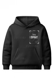 Дитяче худі на флісі з індивідуальним принтом (Чорне)
