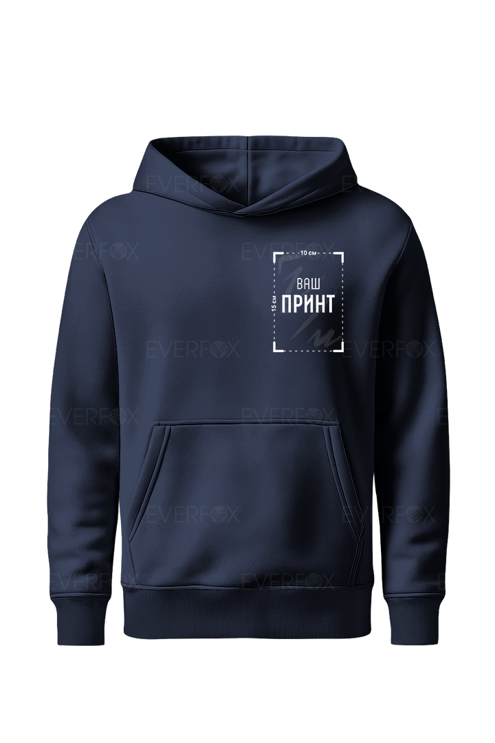 Худі на флісі з індивідуальним принтом (Темно-синє)