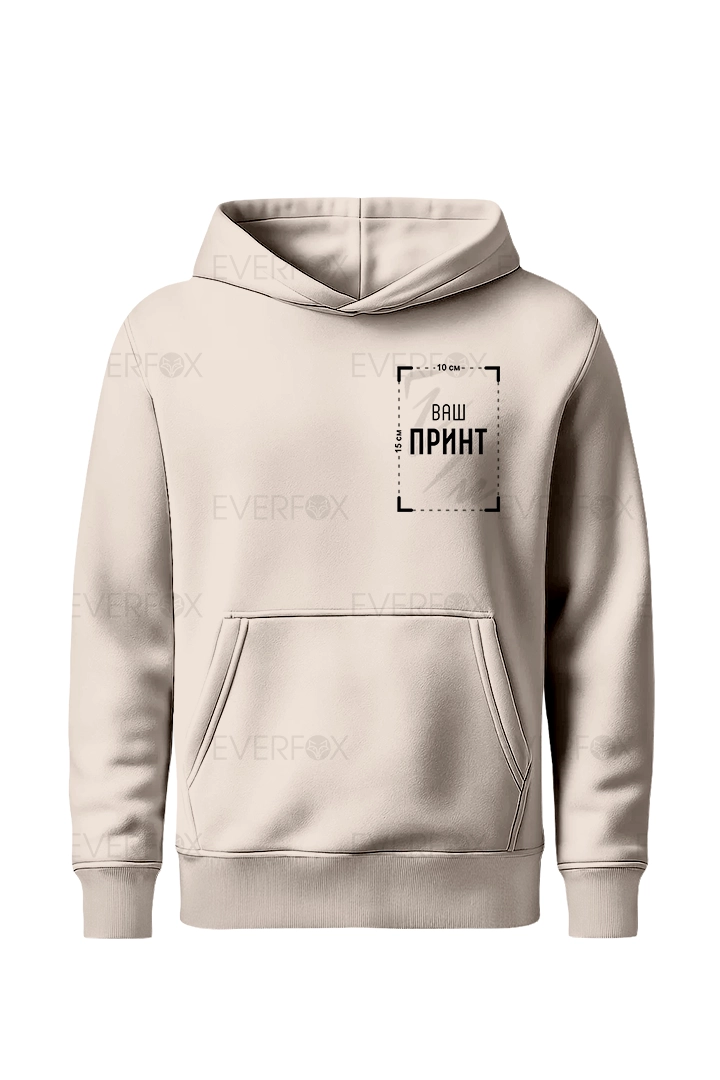 Худі на флісі з індивідуальним принтом (Бежеве)