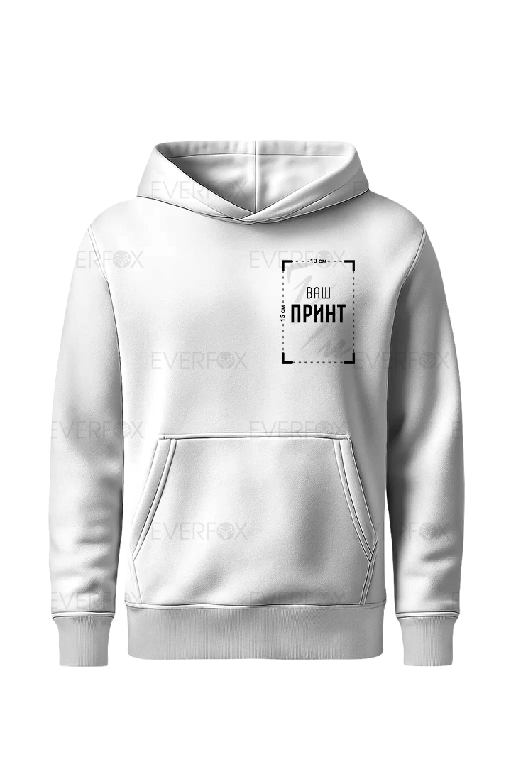 Худі на флісі з індивідуальним принтом (Біле)