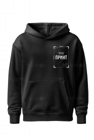 Худі оверсайз на флісі з індивідуальним принтом (Чорне)