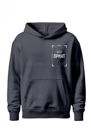 Худі оверсайз на флісі з індивідуальним принтом (Сіре)