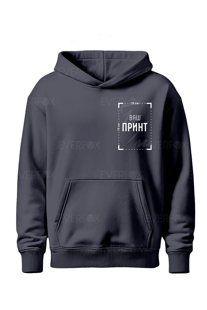 Худі оверсайз на флісі з індивідуальним принтом (Сіре)