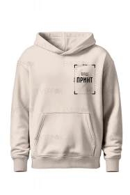 Худі оверсайз на флісі з індивідуальним принтом (Бежеве)