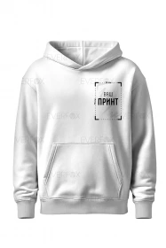 Худі оверсайз на флісі з індивідуальним принтом (Біле)