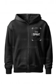 Зіп-худі оверсайз на флісі з індивідуальним принтом (Чорне)